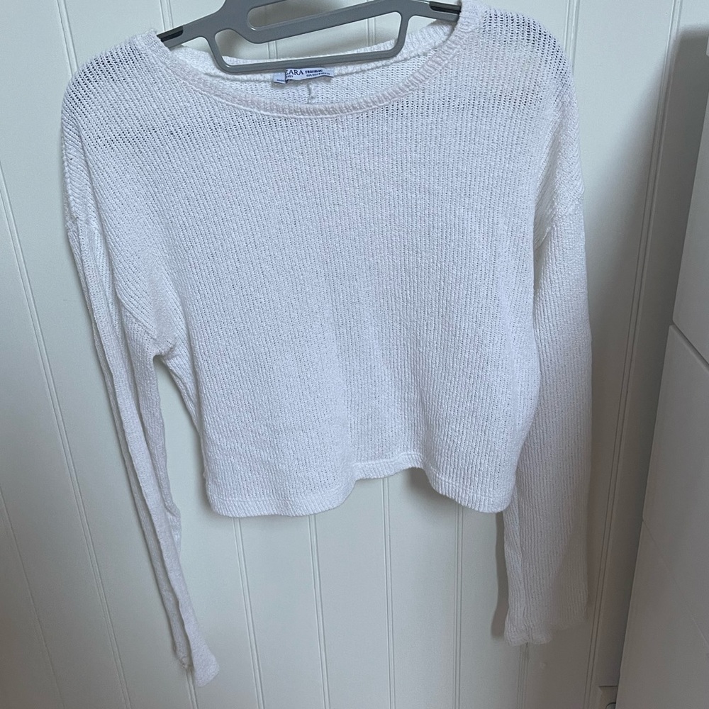 White Zara Cropped Sweater